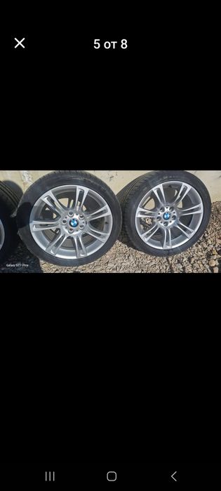 Оригинални джанти от БМВ f10 които са с гуми Петлас предни 245/40/18/j8/is30 и задни с гуми 275/35/ 18/j9/is44. Едната задна джанта има заварка .