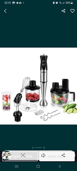 Погружной блендер 5 в 1 SONIFER SF-8091 Pogrujnoy blender hand blender