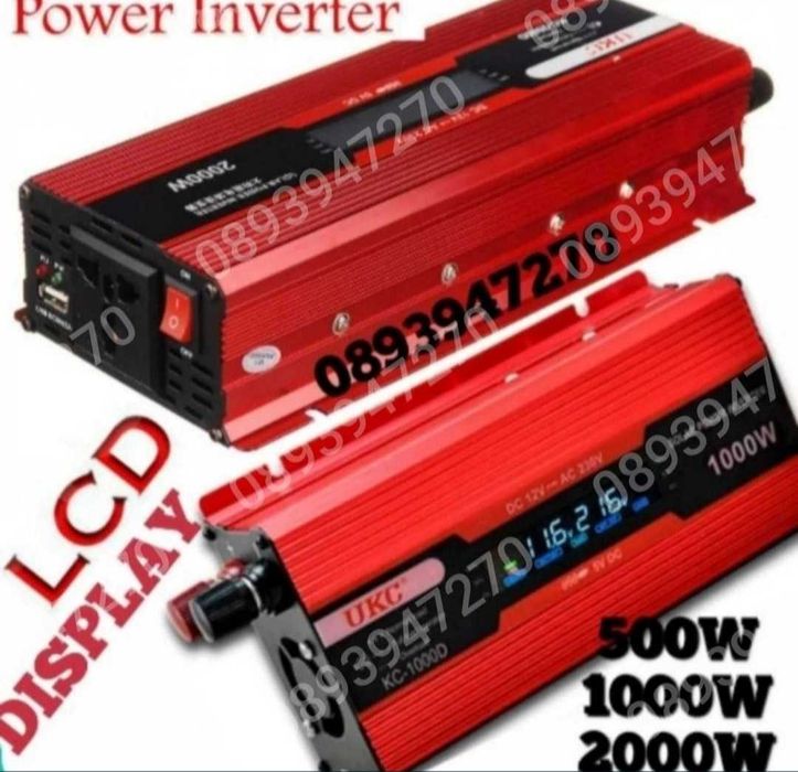 Инвертор За Автомобил Камион, дисплей 12V/220V, 2000W,1000W  24V/220V