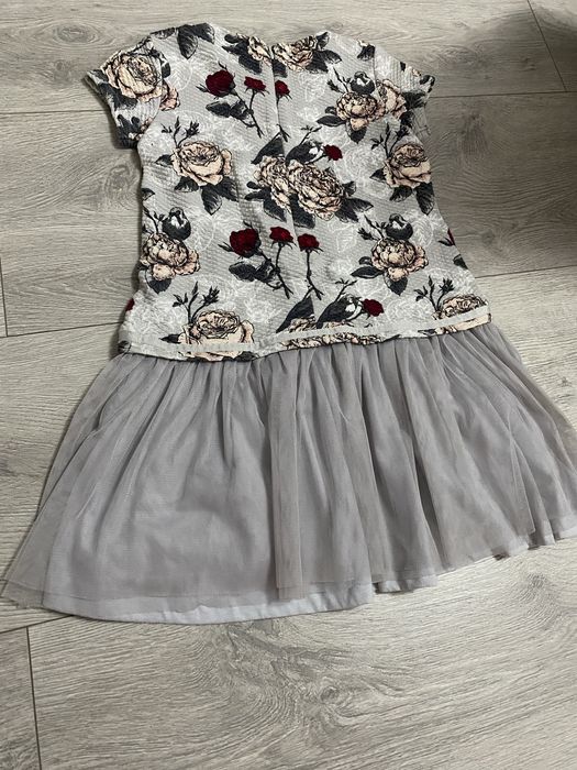 Rochie primigi fetita 6 ani, gri cu flori