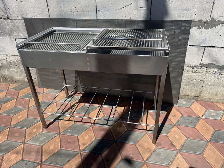 Gratar inox cu polita si protap