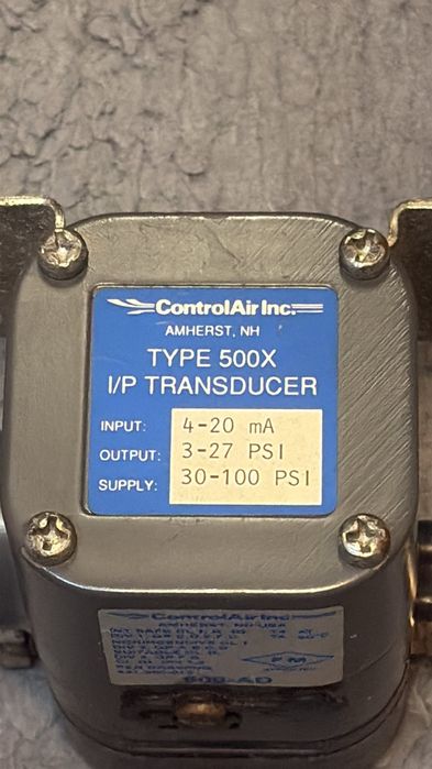 ControlAir 500X I/P Transducer 500-AD 4-20mA / 3-27 PSI Convertor Electro-Pneumatic
