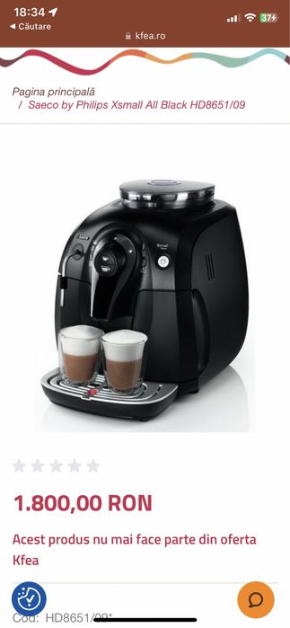 aparat de cafea espressor automat Philips Saeco