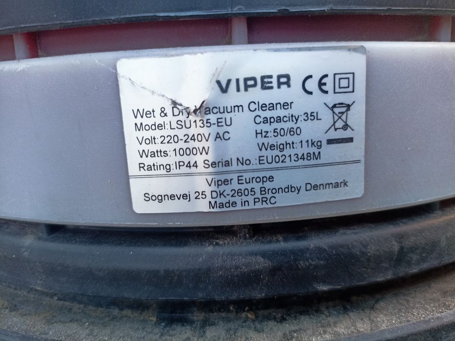 Професионална прахосмукачка Viper LSU135-EU 35L - мокро и сухо 1000W - работеща