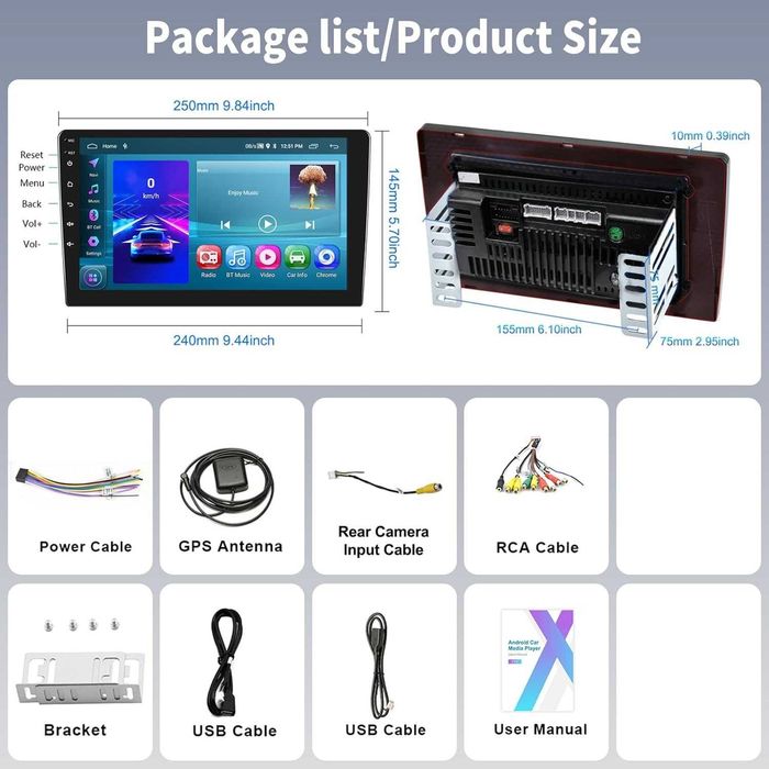 Мултимедия Навигазия за кола за автомобил Carplay Android Auto 2DIN