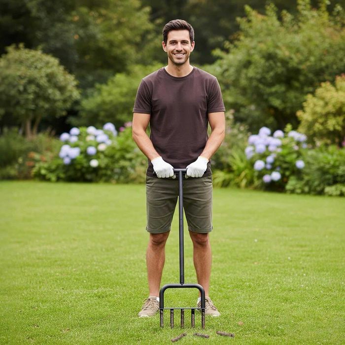 Aerator gazon 5 tije, aerare pamant, 93cm