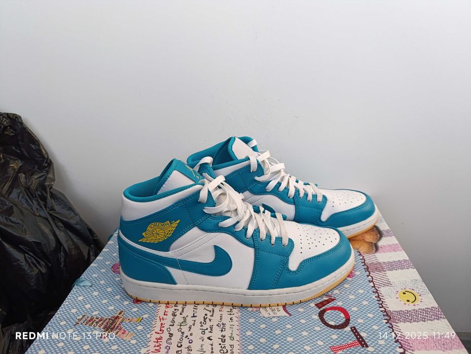 Nike Air Jordan 1 Mid 'Aquatone Celestial Gold'оригинални маратонки 44