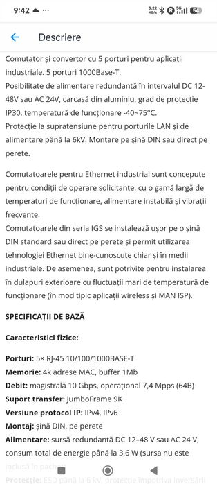 PLANET IGS-500T switch Ethernet industrial compact, fără management, echipat cu 5 porturi Gigabit