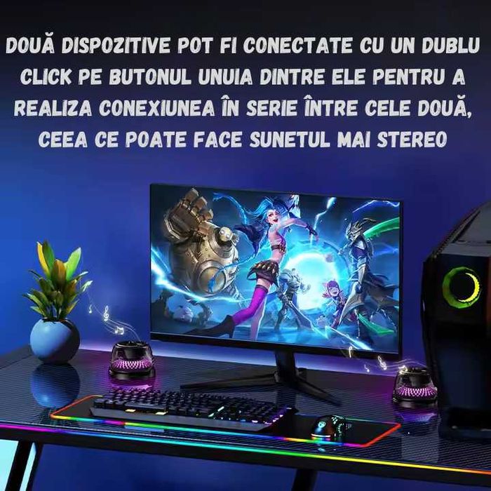 Boxa portabila, incarcator wireless 15W, RGB