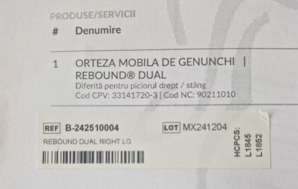 Orteza de Genunchi dreapta Rebound Dual (Ossur)