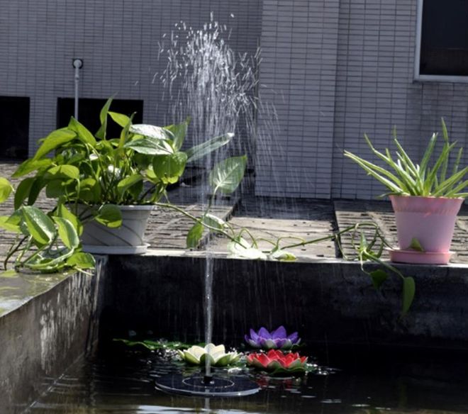 Соларен фонтан за градинско езеро, декорация, градина (16см диаметър)