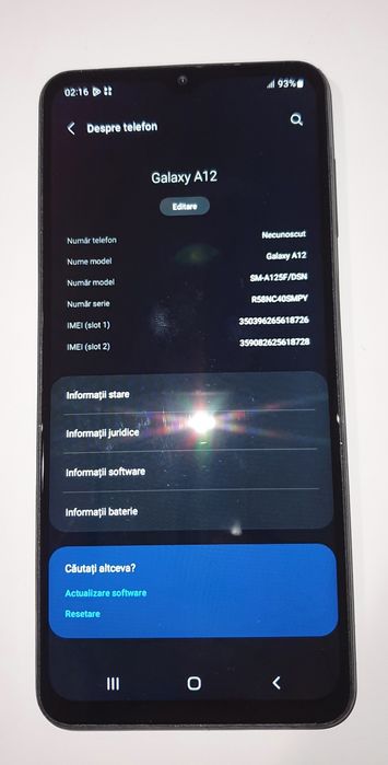 Samsung Galaxy A12

Display 6,5 inch
Capacitate stocare 64GB+slot