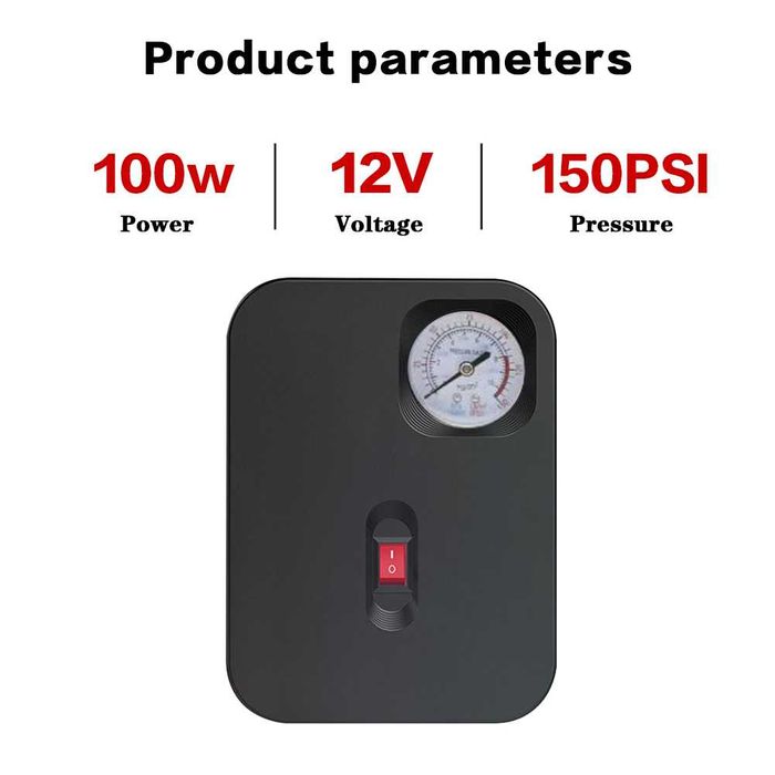 Преносим мини автомобилен въздушен компресор помпа 12V 100W 150PSI