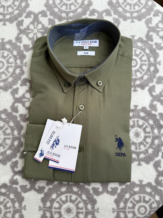 Pachet 1+1 Camasa Polo U.S Assn. Marime L, alb, bleumarin, verde