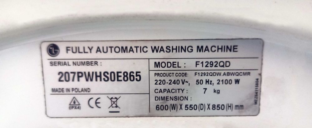 Продавам части за пералня LG  модел F1292QD
