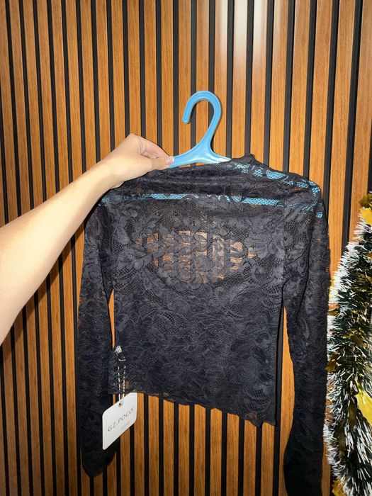 Кружевной лонгслив Черный