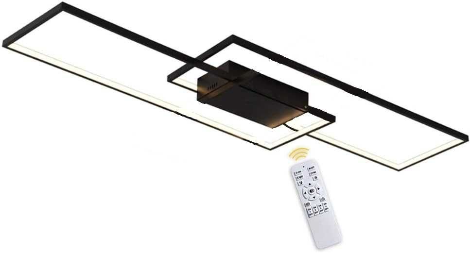 Plafoniera LED moderna, 90 x 50 cm, dimabila, cu telecomanda, neagra