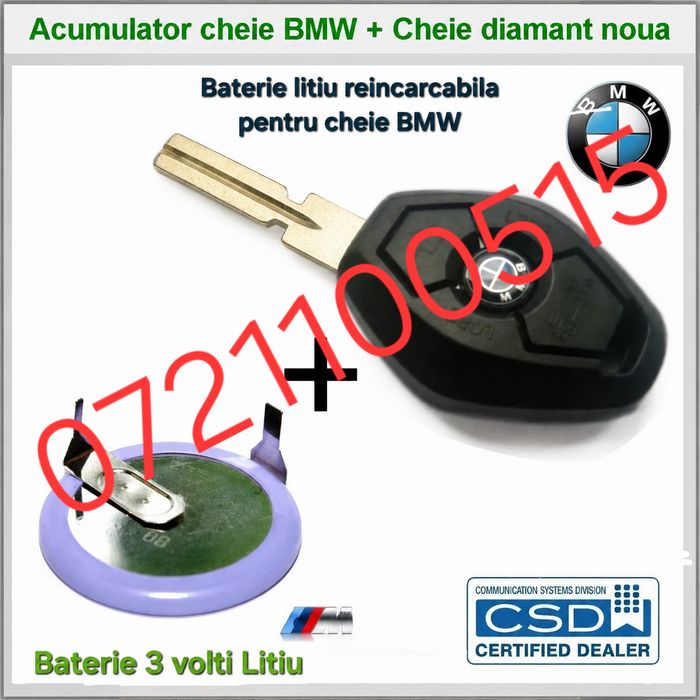 Baterie 3V litiu + Cheie BMW E39 E60 E61