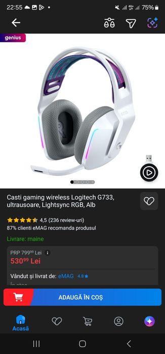 Casti gaming Logitech G733 , G435