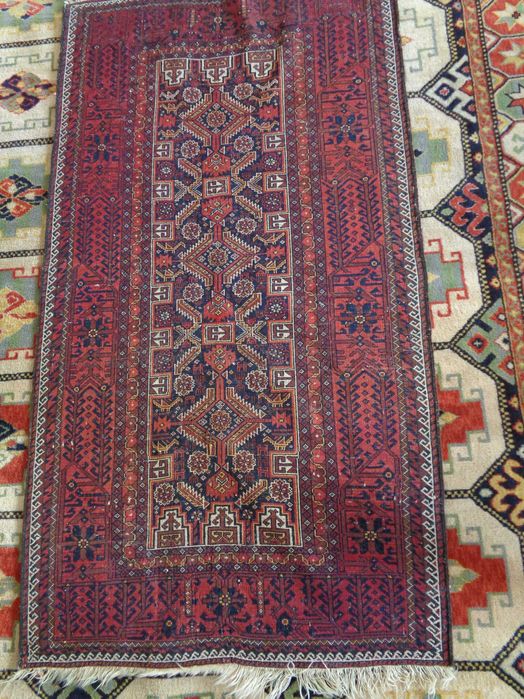 Covor persan (iran) Meshad Belouch - 200x100cm 40 de ani lana bumbac