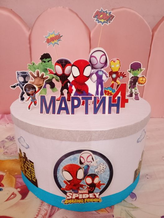 Хартиена / картонена торта -Ариел, Пес Патрул, Елза, Спайдърмен, Стич
