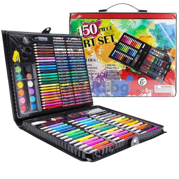 Детски комплект за рисуване с 150 части, в пластмасова кутия

Комплект