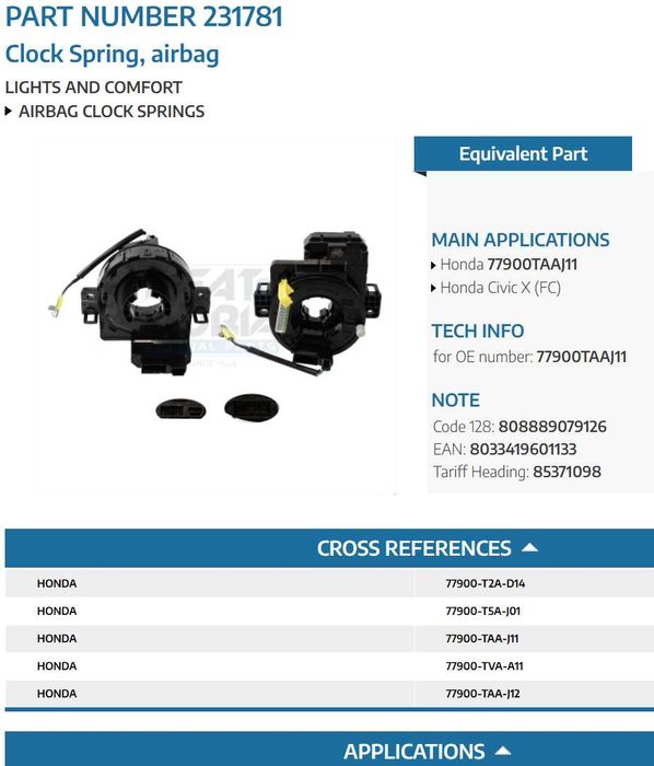 Лентов кабел за Хонда Сивик 10 FK FC (Honda Civic 10 X) 2016-2022