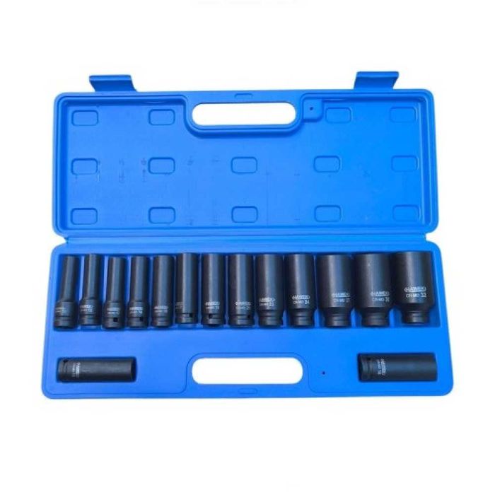 Комплект ударни вложки 1/2″ удължени 12-стенни 10 – 32мм 15части HAWEK