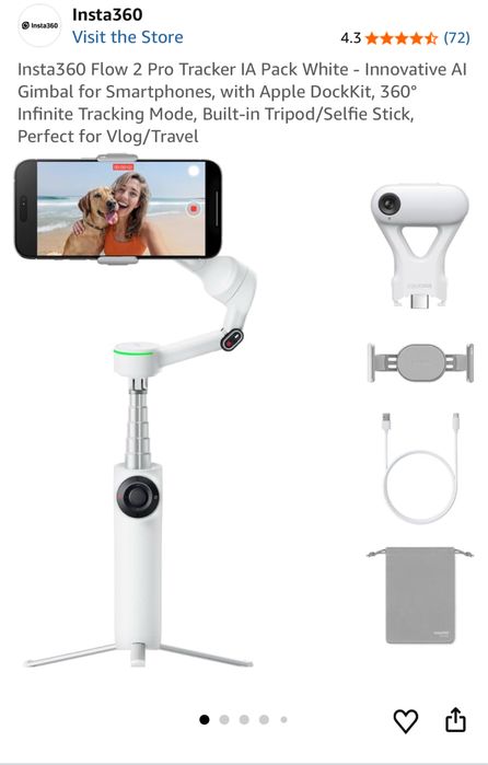 Insta360 Flow 2 Pro Creator Bundle, AI tracker kit, 2025 transport 0