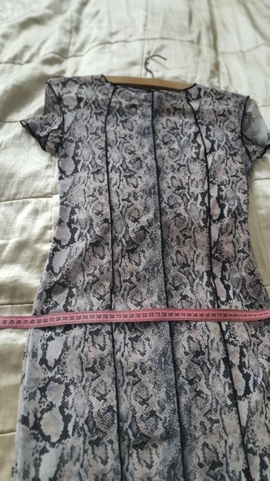 Stradivarius M rochie maxi mesh animal print snake bodycon Y2K beach semitransparenta plaja vacanta