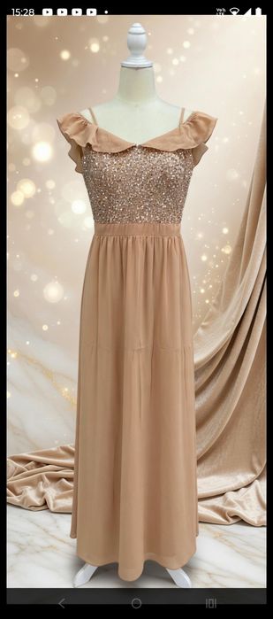 Rochie lunga eleganta roz-nude S 36-38