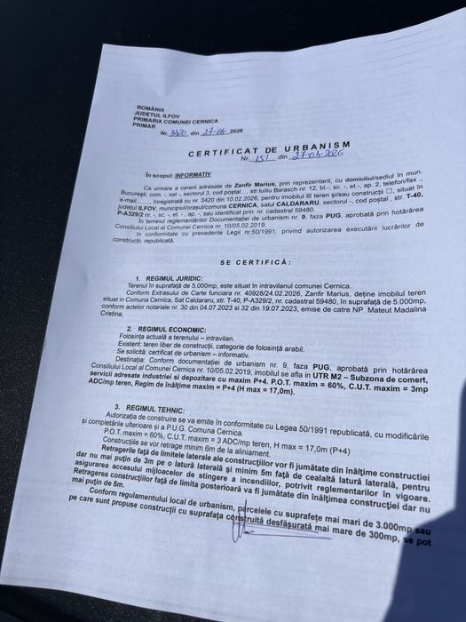 Teren pentru constructii