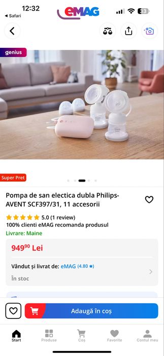 Pompa dubla de san electrica Philips