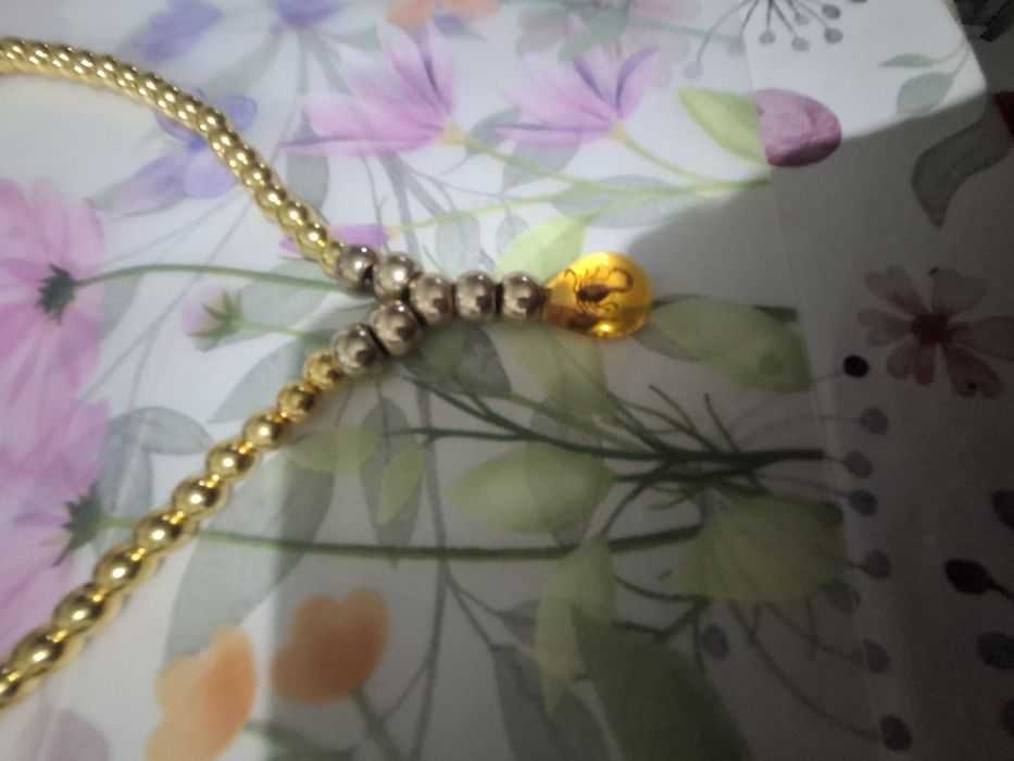 Colier chihlimbar cu scorpion reglabil lungimea de 46 cm