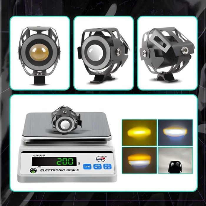 Висококачествен LED фар с лупа за Мотор RGB - 3 режима на работа