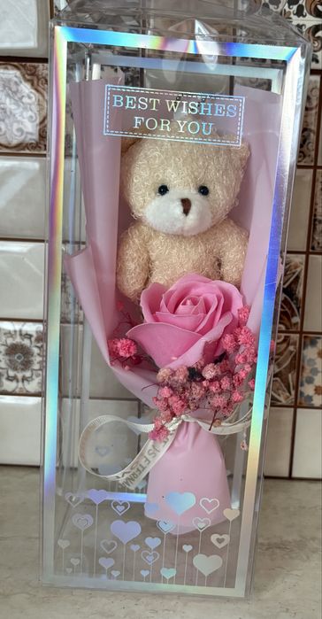 Buchet LoveBear cu Trandafir din Săpun Parfumat