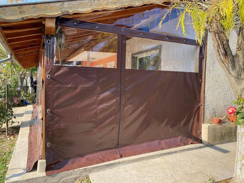 Ветроупорни завеси,тенти,сенници,покривала,кристал,обков.