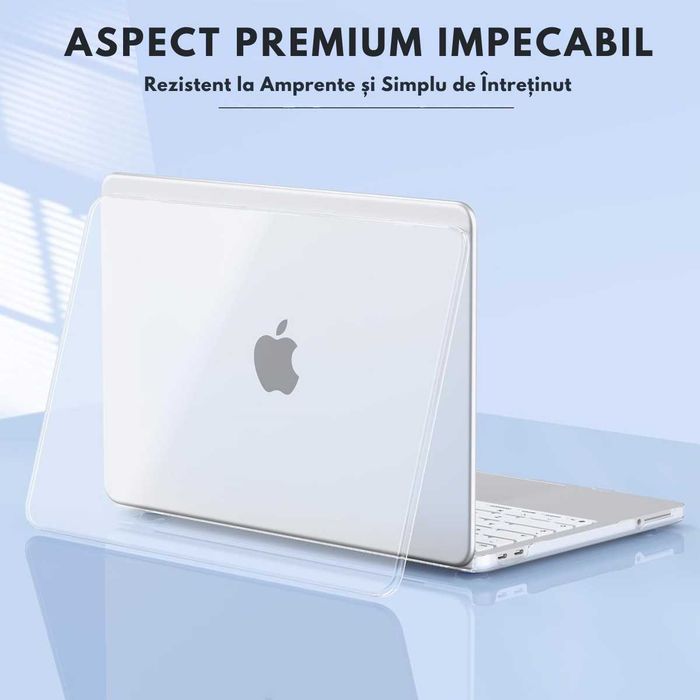 Husa  MacBook Air | PRO, Ventilatie Avansata, Ultra Slim, (2022-2026), Compatibila M2/M3/M4/M5, Modele A2681/A3113/A3240/A3449, Transparenta, Negru