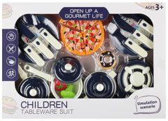 Set ustensile bucatarie, jucarie farfurii si tacamuri,,34x24x5 cm