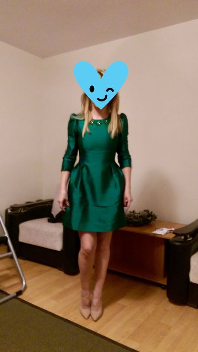 Rochie elegantă verde smarald S, ocazie specială