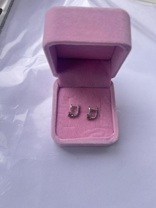 Серги детские белое золото