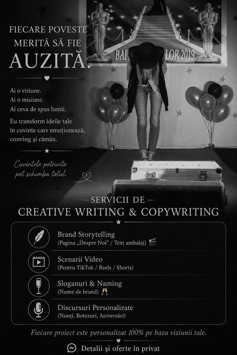 Copywriter / Scriere Creativă: Brand Storytelling, Scenarii TikTok/Reels