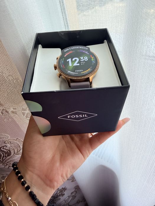 Ceas smartwatch Fossil Gen6 FTW6080, Lavender Silicone, Rose Gold