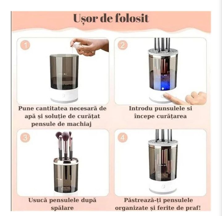 Aparat pentru curatat pensule de machiaj
