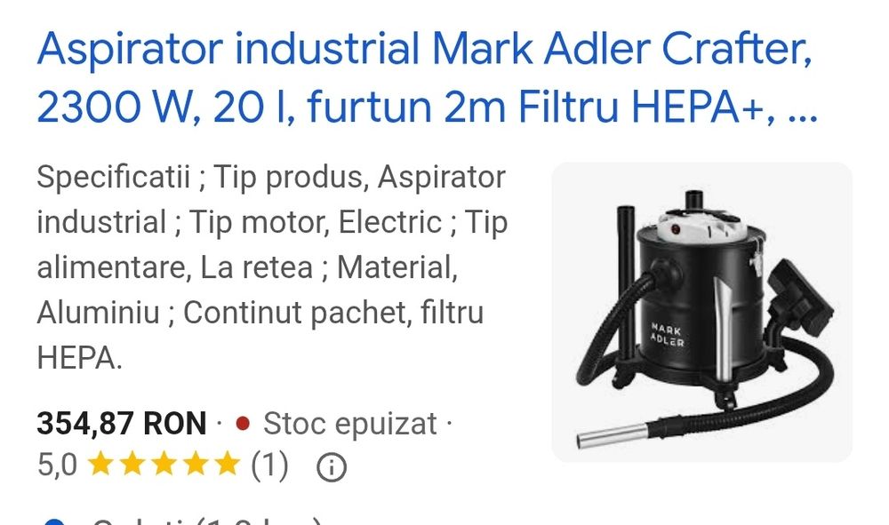 Aspirator cenușă Adler