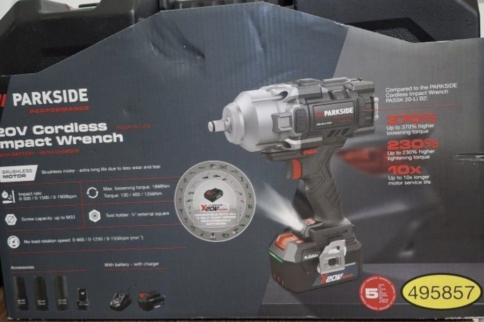 Pistol Impact 20V Parkside 1898 Nm cu baterie si incarcator