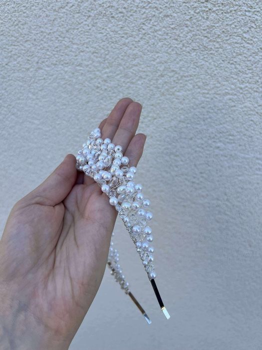 Coroniță mireasă handmade – elegantă, purtată o singură dată