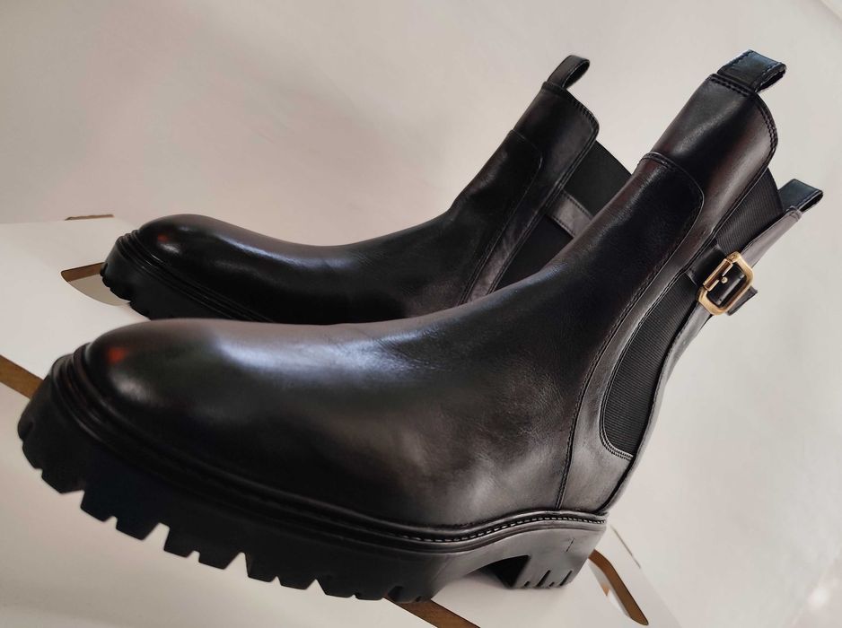 Ghete chelsea 42 41.5 plain toe ZARA NOI piele naturala moale negru