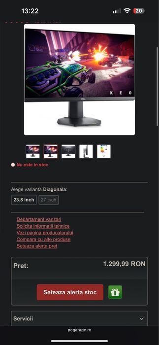 Monitor LED DELL Gaming G2422HS 23.8 inch