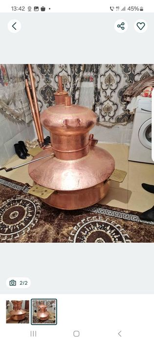 Vand un cazan de tuica din cupru alimentar capacitate de 200l cu fundu de 4mm pereți de 2,5mm capacul de 2mm mai multe detali la tel